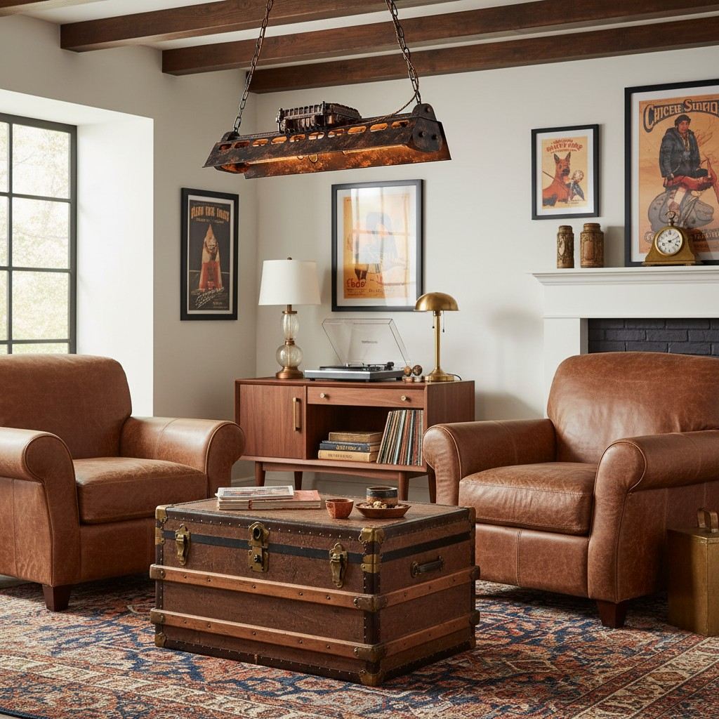 Industrax Steampunk  Linear Chandelier - Vintage Metal Frame Lighting for Dining or Living Room