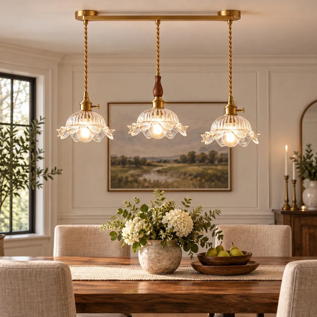 Vintage Wavy-Edge Glass Pendant Lamp