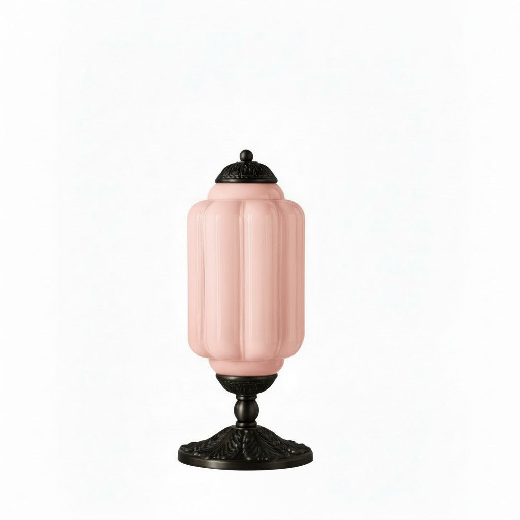 Eloise Muschelschalen-Glasschirm Vintage-inspirierte Tischlampe für Schlafzimmer und Wohnzimmer Akzentbeleuchtung