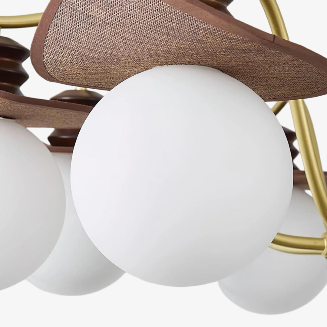 Lustre multi-bras Solvane avec abat-jours en verre - Éclairage décoratif rétro pour salle à manger