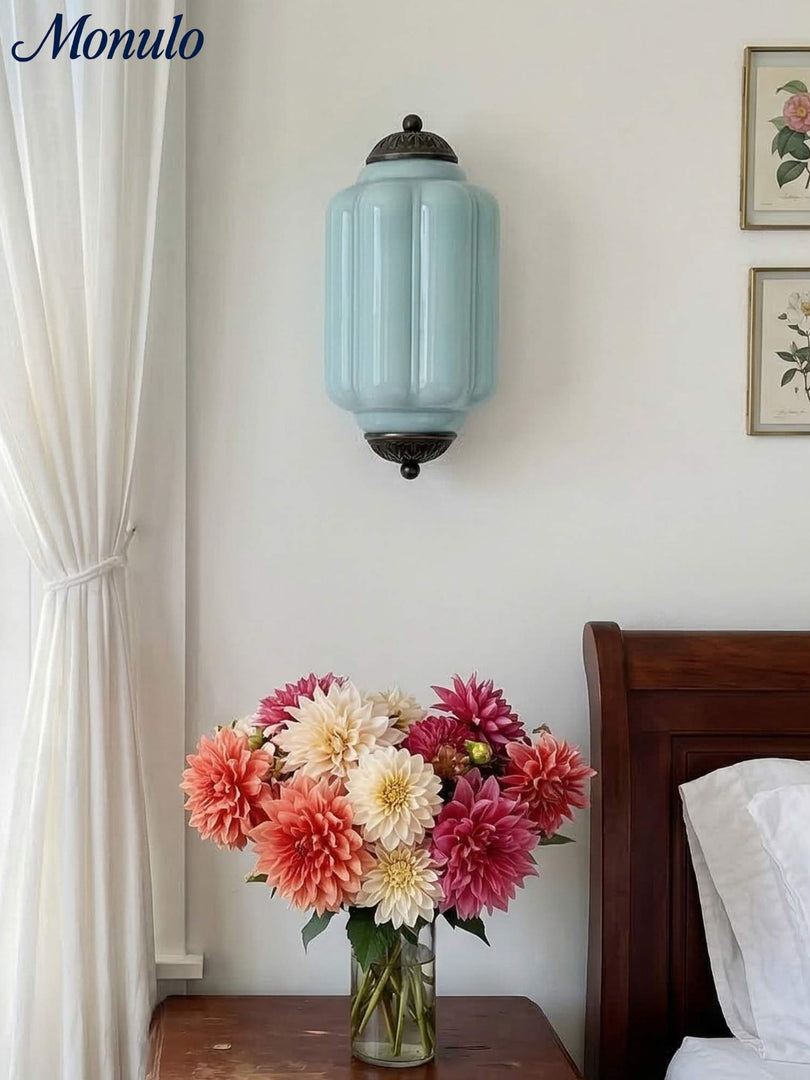 Vintage Milk Glass Flush Eloise Wall Sconce for Bedside Hallway