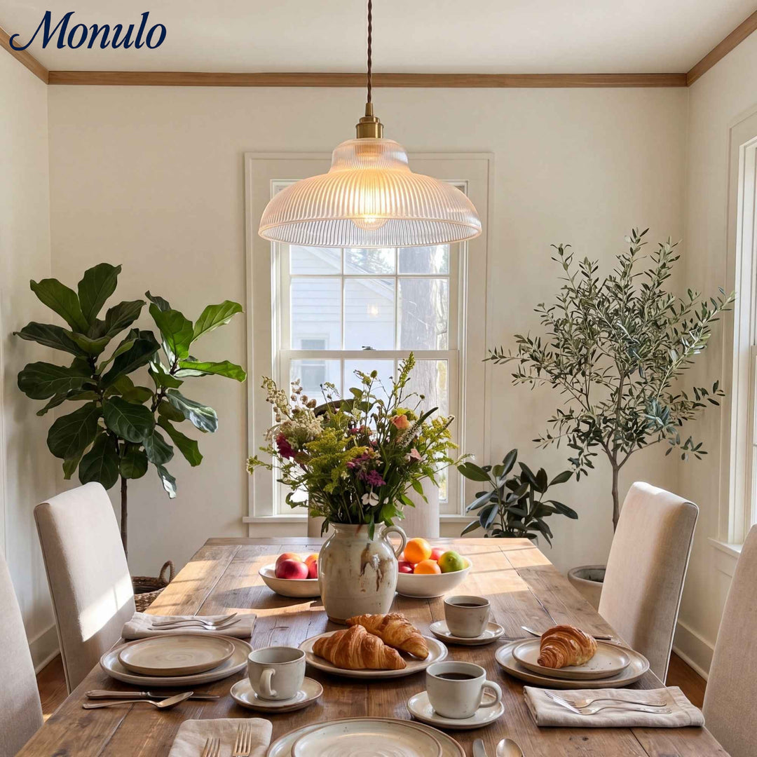 Verdoma Mid-Century-Modern Hängeleuchte aus strukturiertem Glas – Vintage-Stil für Esszimmer