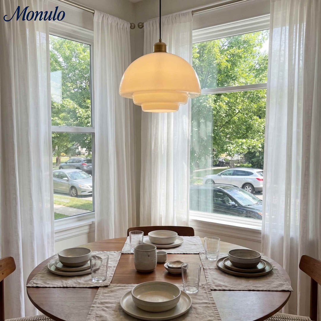 Lámpara Colgante Blanca Lechosa de Múltiples Niveles - Lámpara Moderna de Vidrio para Comedor