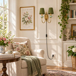 Cargar imagen en el visor de la Galería, Rowanea Fabric Shade Ceramic Plug-In Wall Sconce