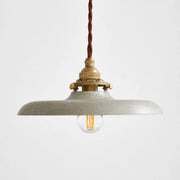 Distressed silver industrial pendant light
