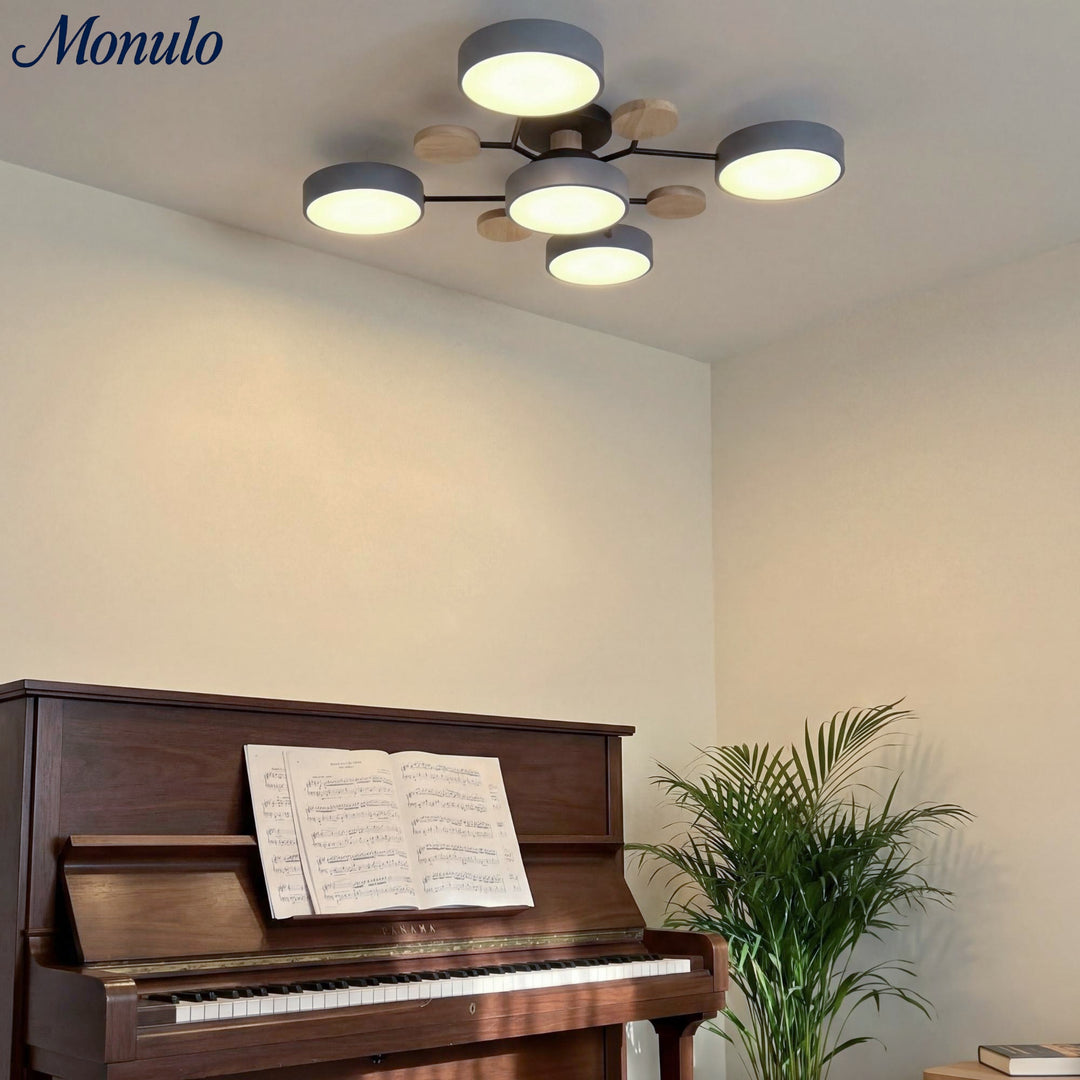 Plafonnier à branches colorées Morandi à disques multitêtes