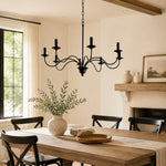 Charger l'image dans la visionneuse de galerie, Lustre vintage en fer noir de style bougeoir