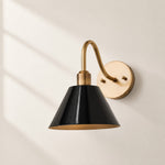 Load image into Gallery viewer, Industrial Modern Tapered Brass Gooseneck Sconce with Metal Silhouette