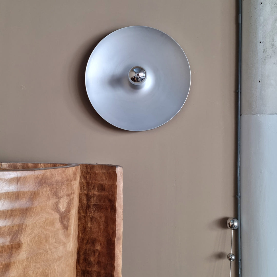 Plafonnier contemporain Space Age Disc, finition chromée