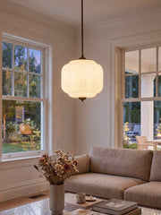 American Vintage Cream Glass Shade Shaped Eloise Chandelier