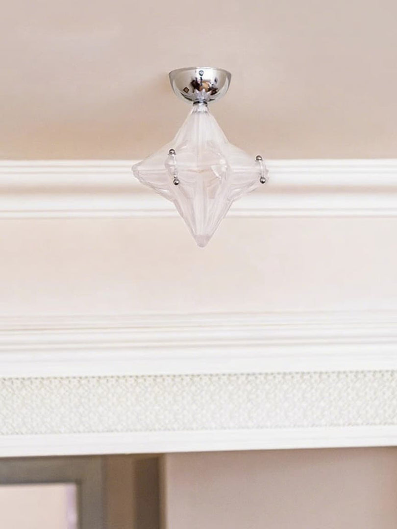 Plafonnier Art Déco Étoile – Luminaire en verre dépoli pour couloir et entrée – Astris Ceres 