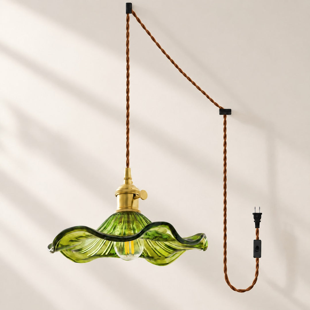 Fluted Glass Floral Swag Pendant