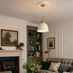 Load image into Gallery viewer, White pendant chandelier in a living room
