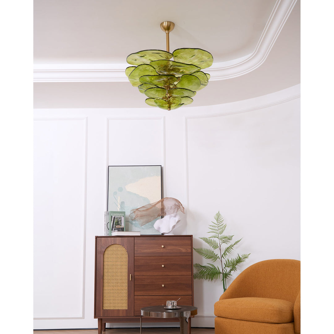 Lotus Leaf Layered Glass Chandelier