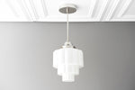 Charger l&#39;image dans la visionneuse de galerie, Geotower Glass Art Deco Pendant Light – Modern Industrial Ceiling Fixture for Living Room &amp; Bedroom
