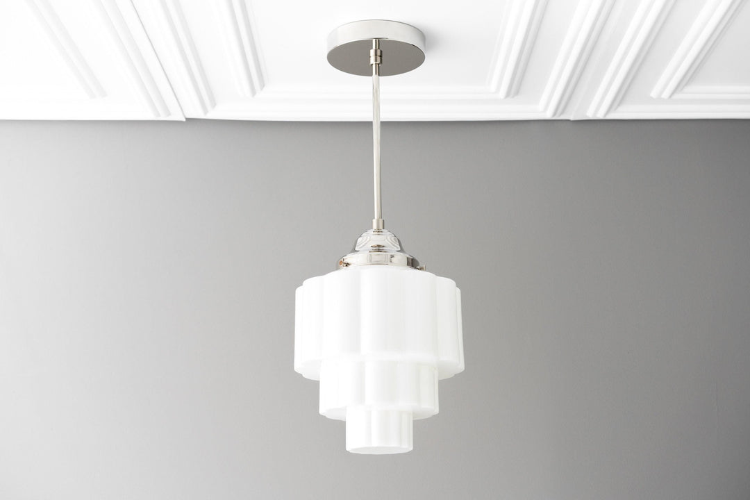 Geotower Glass Art Deco Pendant Light – Modern Industrial Ceiling Fixture for Living Room & Bedroom