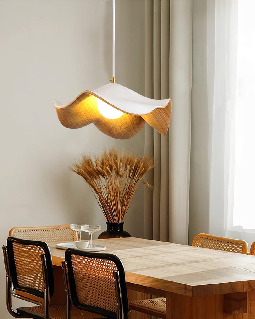 Leaf Vein Glass Plug-In Pendant Lamp