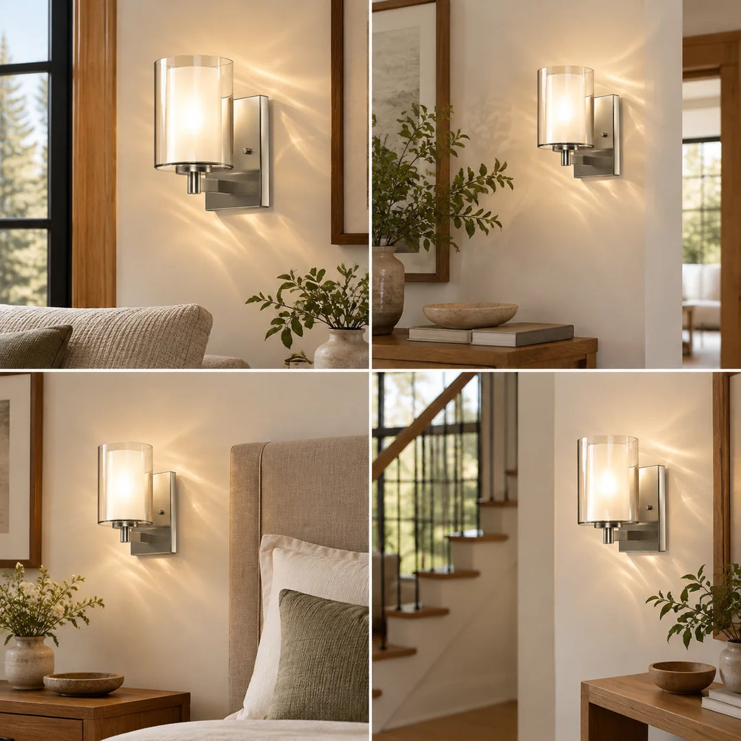 Double Glass Sconces, Set of 2 with three finishes and layered glass - New2609-1024568 interior scene