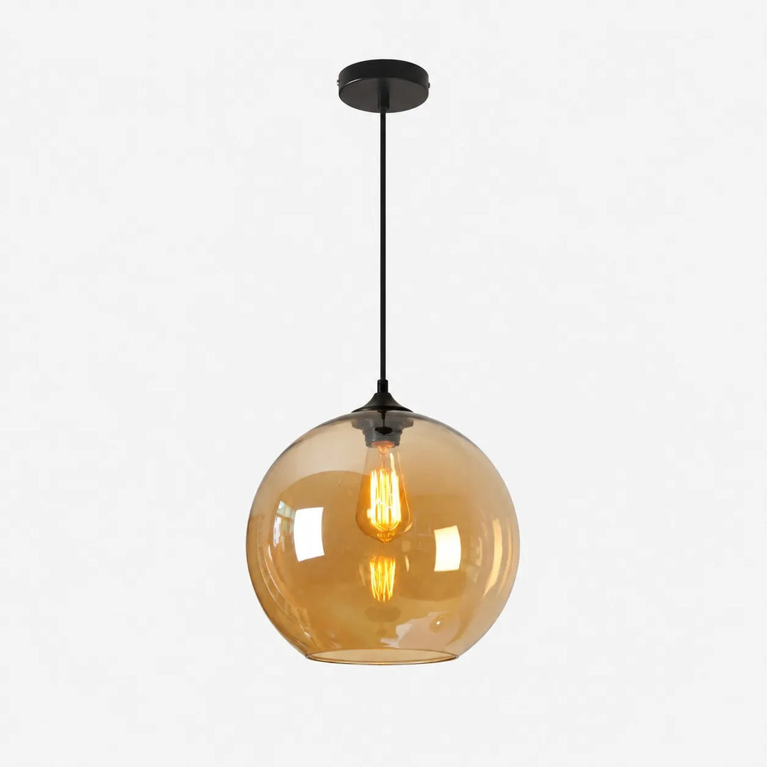 Smoky Gray Glass Globe Pendant Light