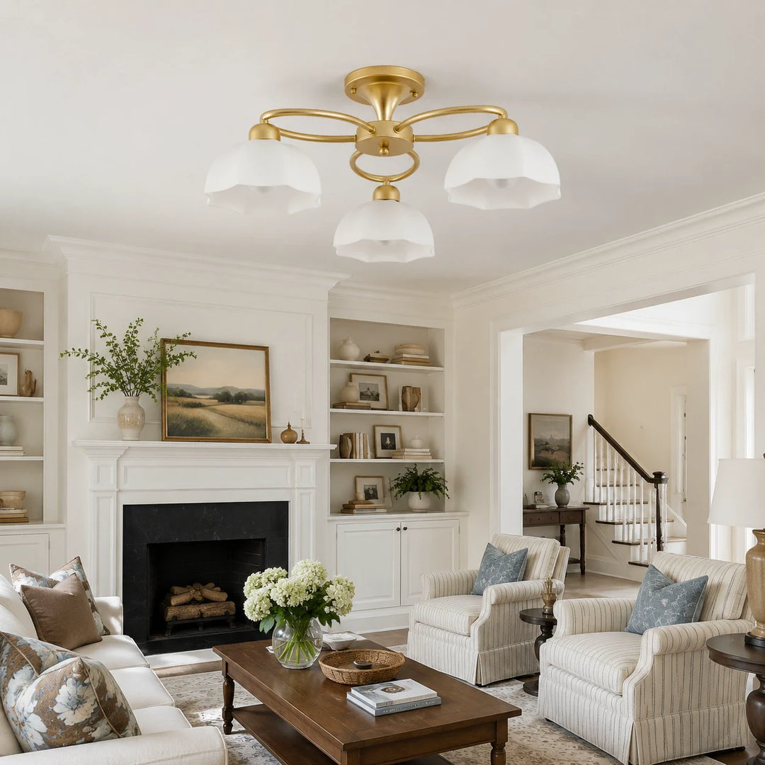 5-light ceiling fixture in a classic living room