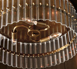 Cargar imagen en el visor de la Galería, Lámpara de techo Lumora Crystal, de cristal tallado y latón envejecido.
