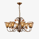 Bild in Gallery-Viewer laden, Upward Amber Tulip Glass Metal Chandelier