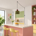 Bild in Gallery-Viewer laden, Mid‑Century Macaron Plug‑in Swag Pendant Light - Colorful Shade Hanging Lamp for Home Decor