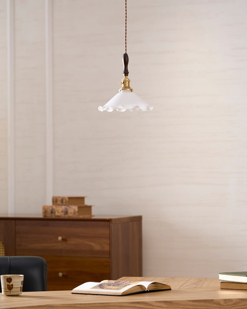 White Sculptural Glass Plug-In Pendant