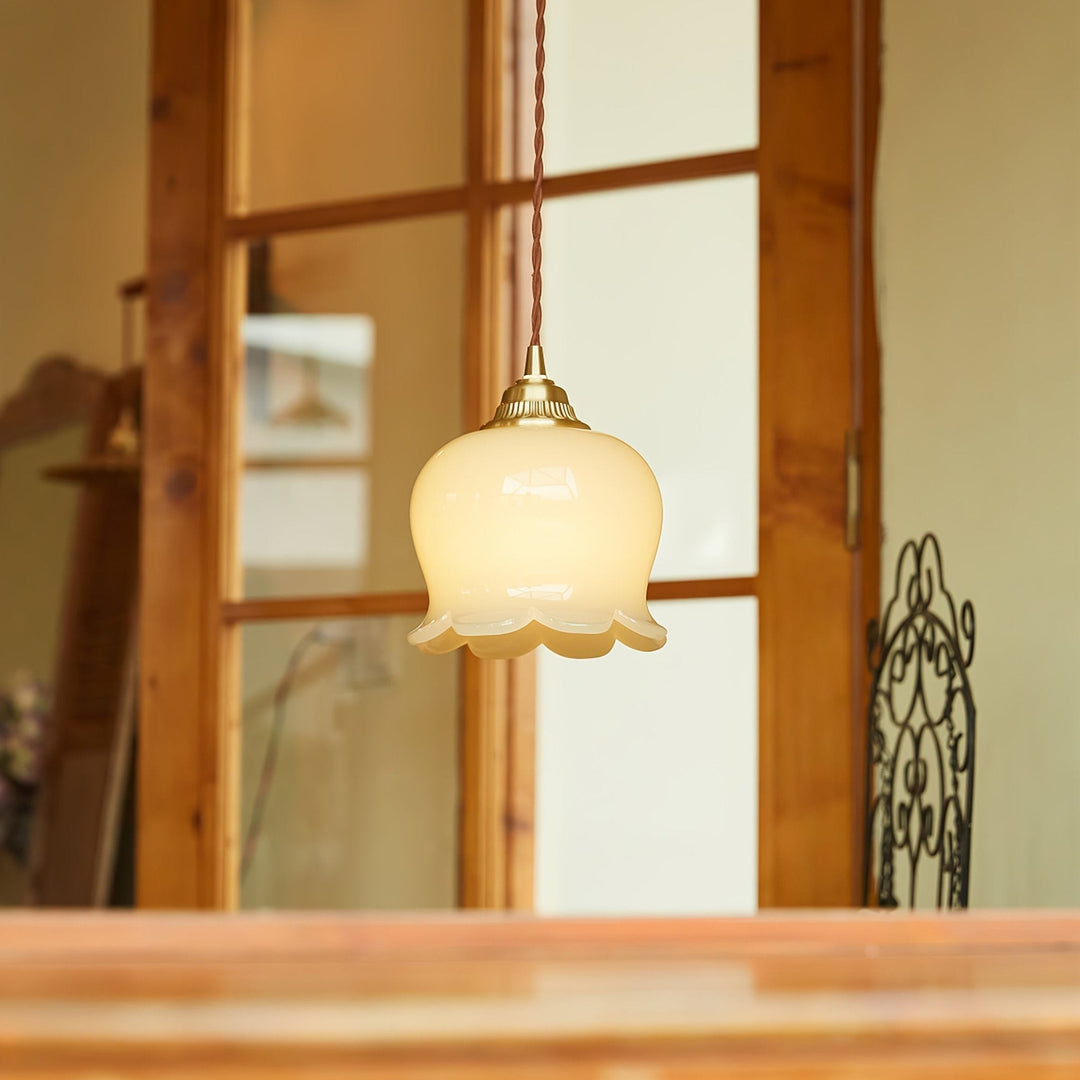 Brass Resin Petal Plug-In Pendant