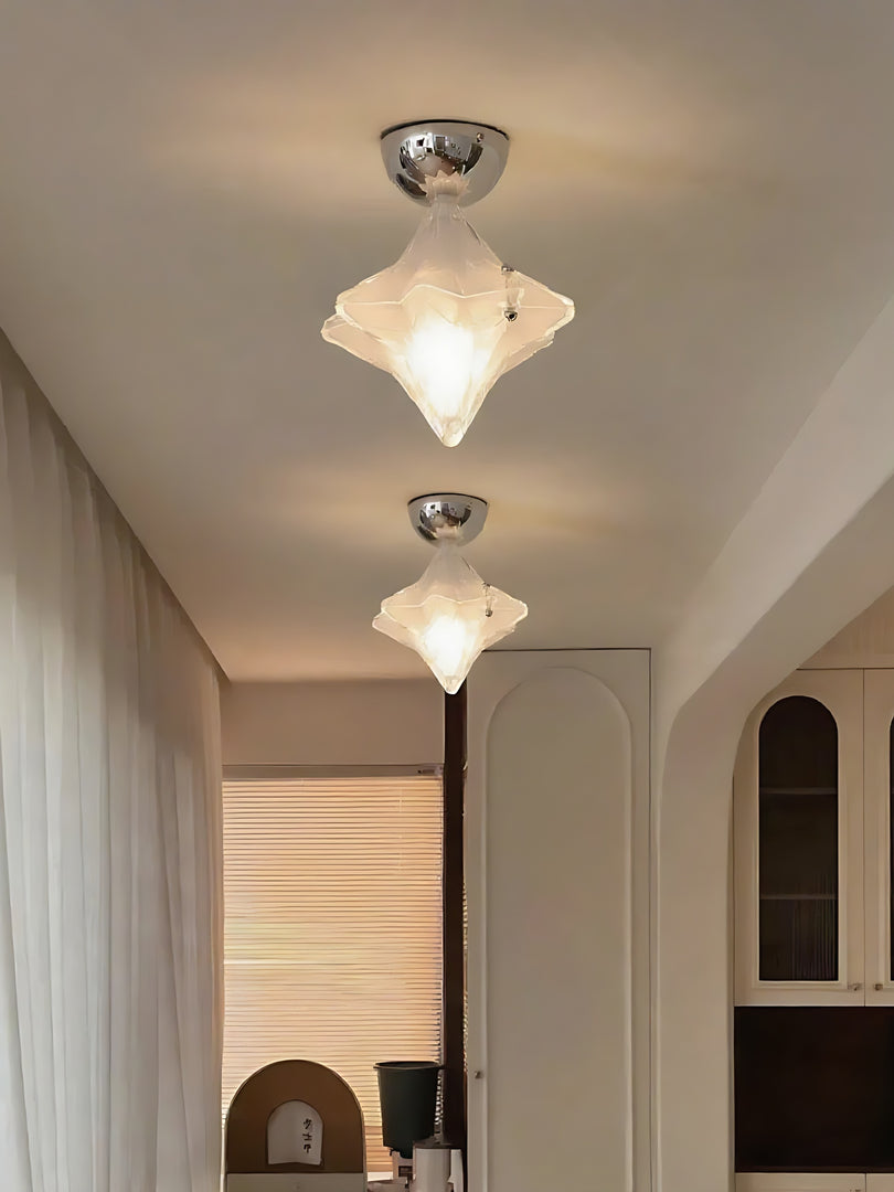 Plafonnier Art Déco Étoile – Luminaire en verre dépoli pour couloir et entrée – Astris Ceres 