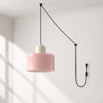 Bild in Gallery-Viewer laden, Mid‑Century Macaron Plug‑in Swag Pendant Light - Colorful Shade Hanging Lamp for Home Decor