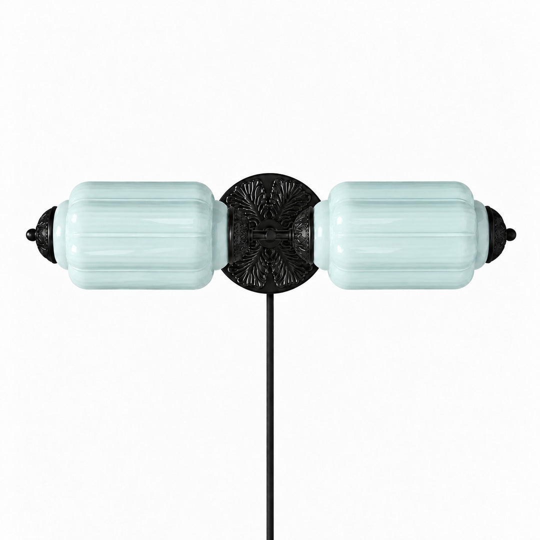 Eloise fluted milk-glass plug-in wall sconce