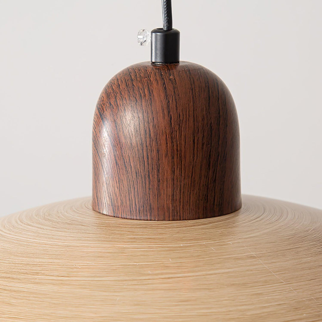 Wood-Tone Metal Glass Plug-In Pendant