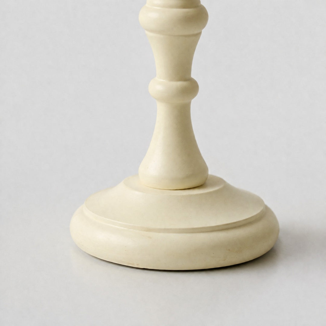 Turned cream table lamp base detail