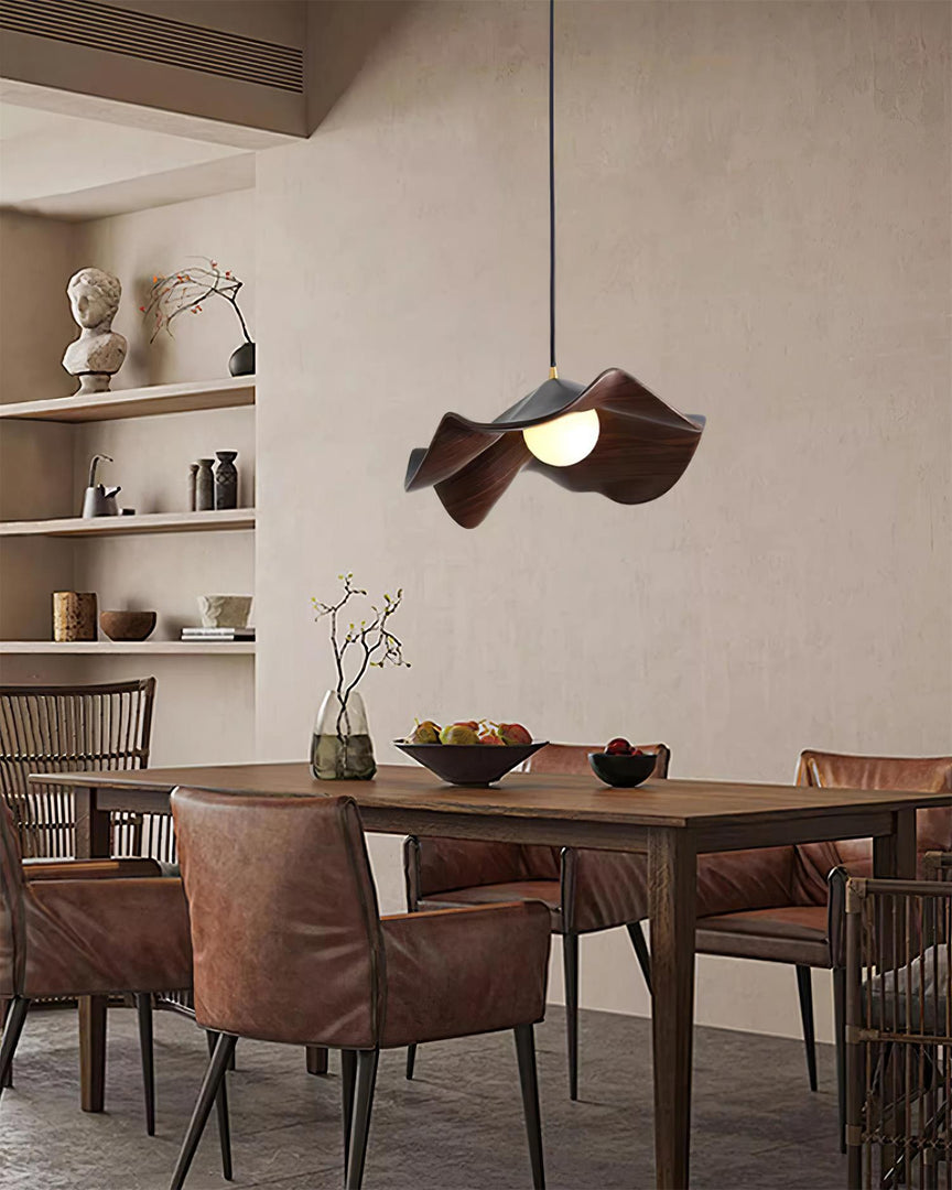 Leaf Vein Glass Plug-In Pendant Lamp