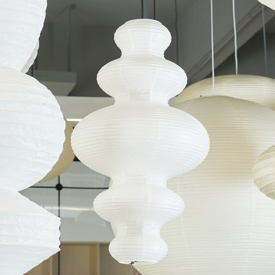 Stacked Ribbed Paper Swag Pendant Light