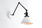 Cargar imagen en el visor de la Galería, Conique Metal Vintage Industrial Swing Arm Wall Lamp - Adjustable Dome Shade for Study
