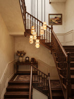 Bild in Gallery-Viewer laden, Black Metal Alabaster Chain Swag Chandelier