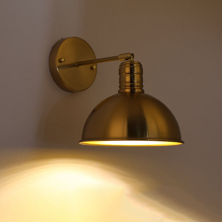 Lámpara de pared moderna, sencilla, de latón bañado en hierro, redonda, de una luz