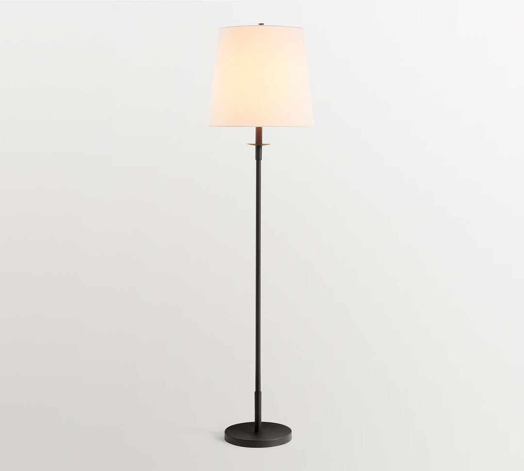 Lámpara de pie articulada Rowan: diseño de hierro ajustable para iluminación de tareas