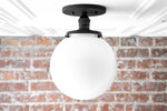 Bild in der Galerieansicht laden, Glorica Glass Mid Century Semi Flush Ceiling Light - White Opal Glass Globe Fixture
