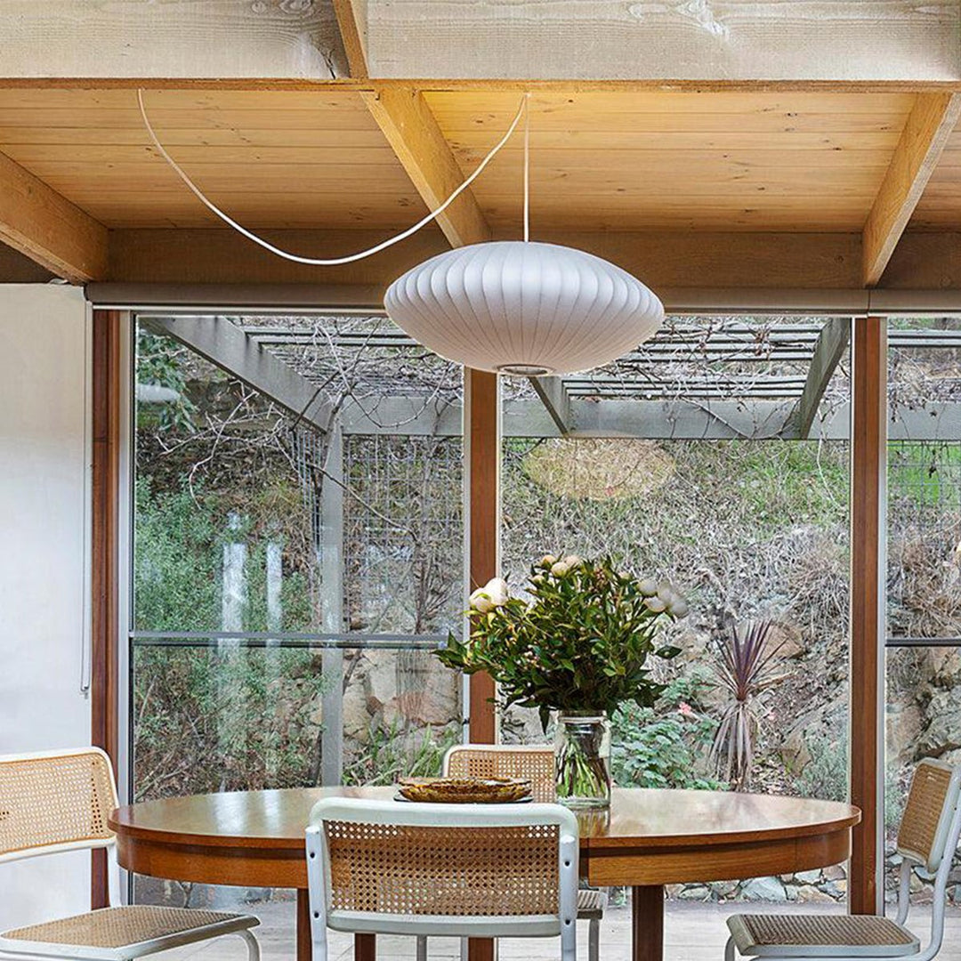 White Geometric Wire Swag Pendant Light