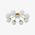 Load image into Gallery viewer, Gold milk glass ceiling light with 8 plus 1 heads