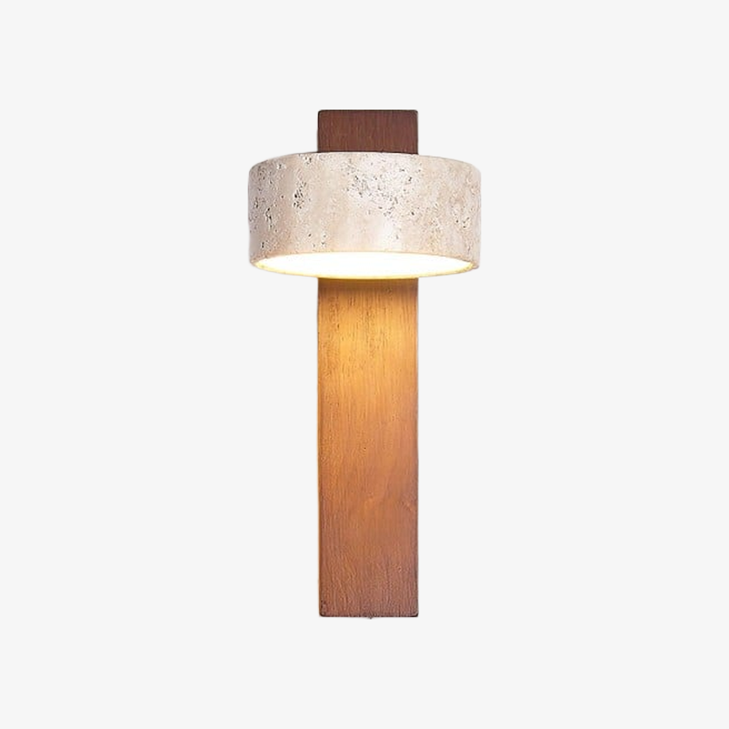 Lámpara de Pared Contemporánea Waloria – Aplique de Madera Minimalista con Pantalla de Piedra Natural para Sala de Estar N56
