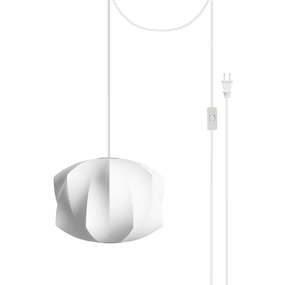 White Geometric Wire Swag Pendant Light