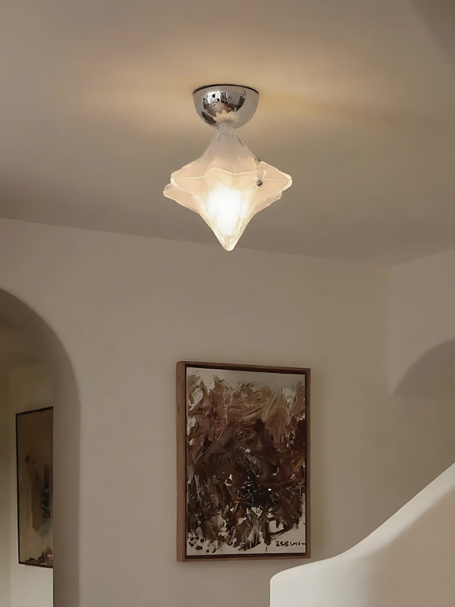 Lámpara de techo Art Déco Star – Lámpara de vidrio esmerilado para recibidor y recibidor – Astris Ceres 