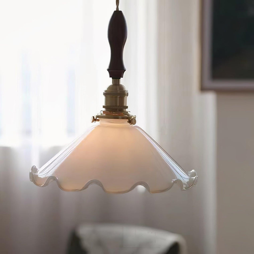 White Sculptural Glass Plug-In Pendant