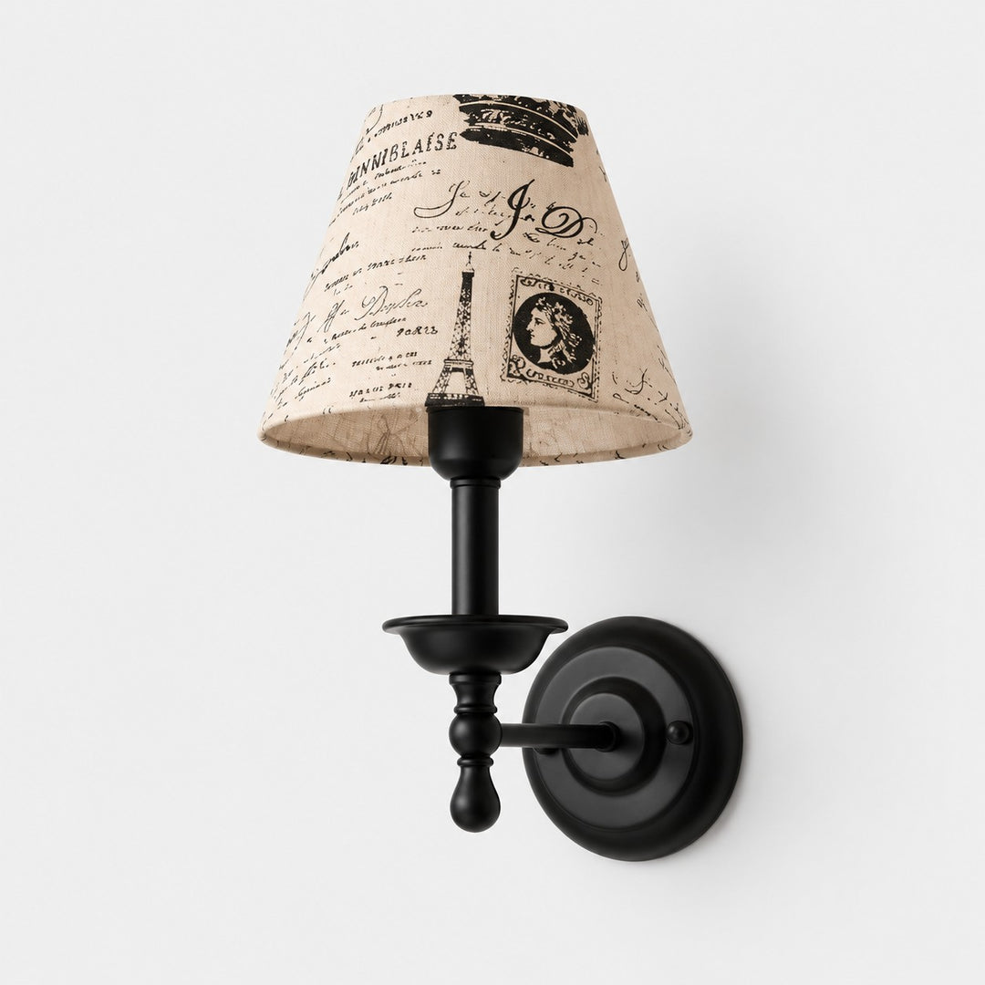 Aplique de pared vintage con pantalla de tela
