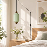 Bild in Gallery-Viewer laden, Fluted Glass Antique Brass Plug-In Pendant