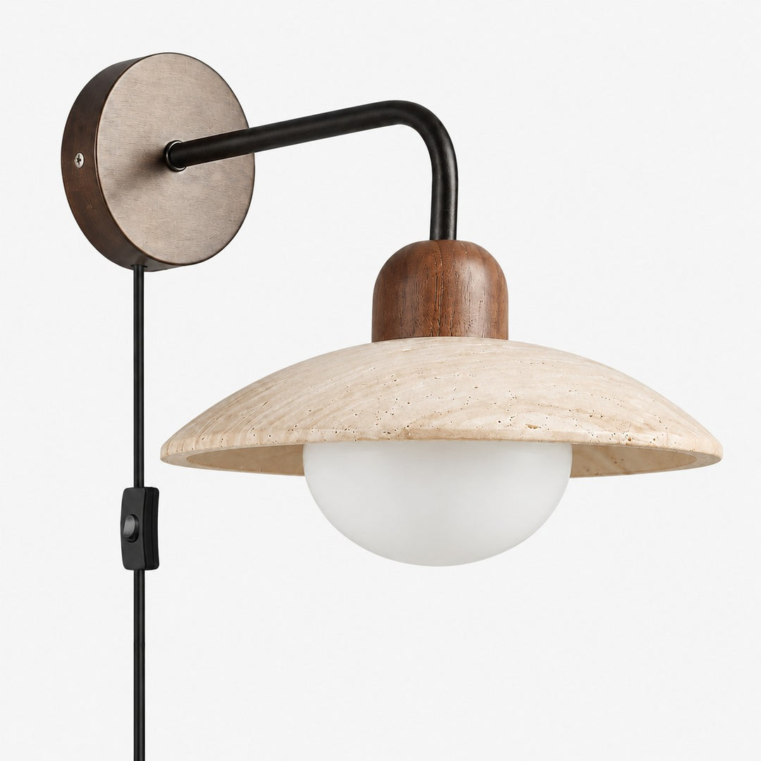 Travertine Disc Plug-In Wall Lamp